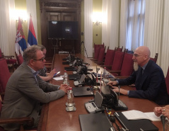 31 August 2022 National Assembly Deputy Speaker Dr Zoran Lutovac in meeting with the Italian Ambassador to Serbia 